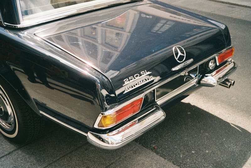 the tail of a classic mercedes