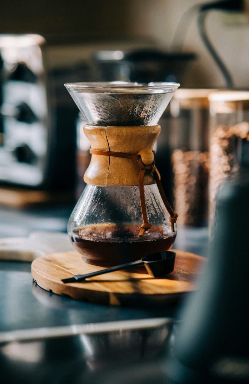 a chemex of filter coffee