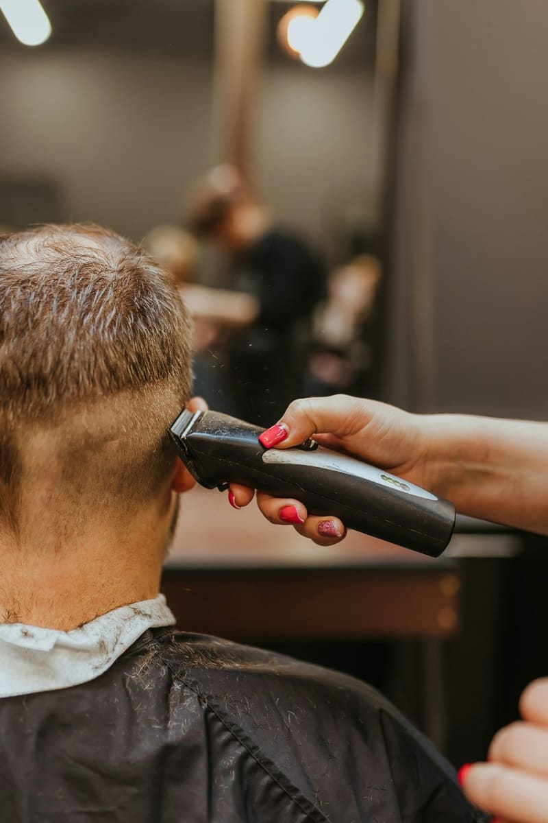 clippers trimming a neckline