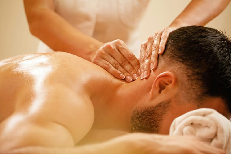 a back massage with oil