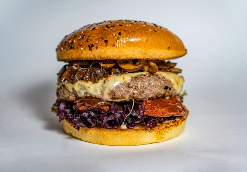 a cheeseburger in a brioche bun