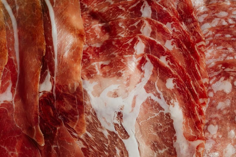 slices of cured iberico ham