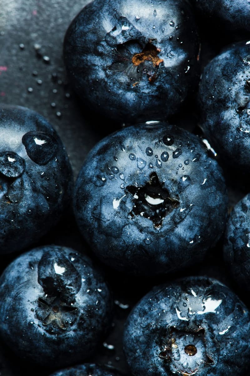 blueberries with water drops