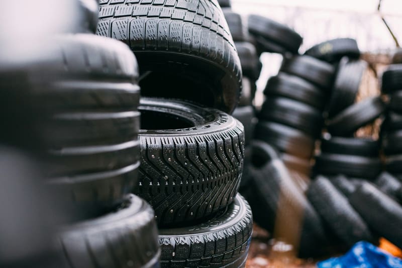 a stack of winter tyres