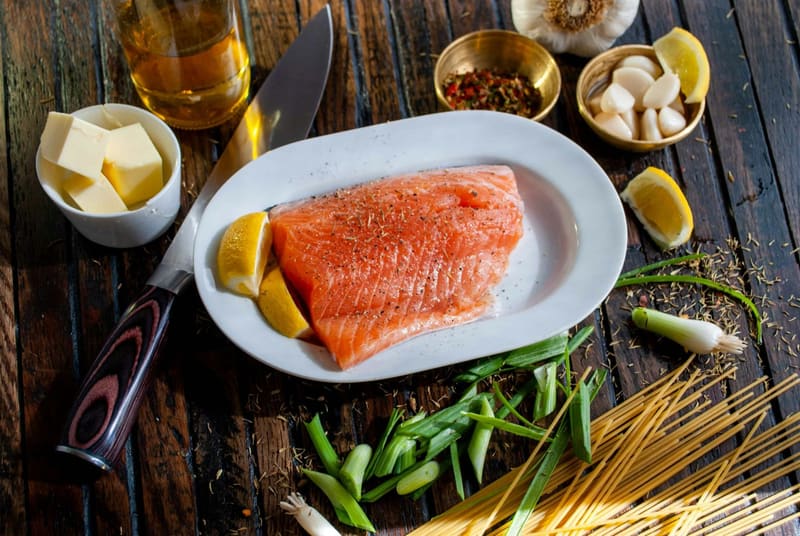 a salmon fillet ready to cook