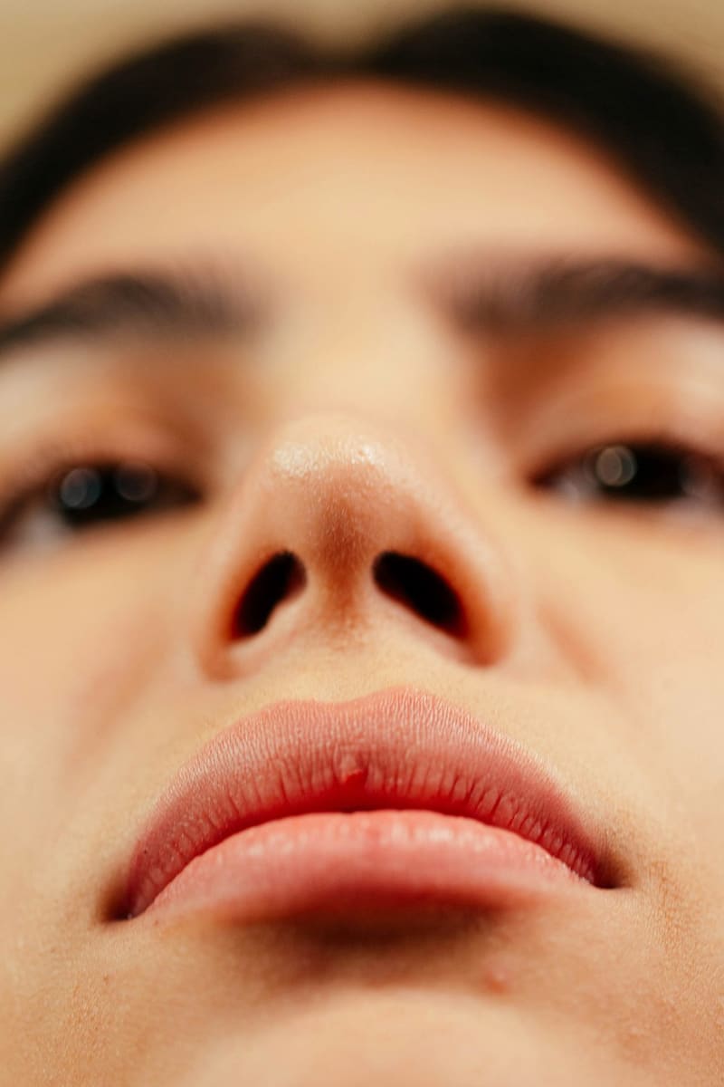 a face seen from below