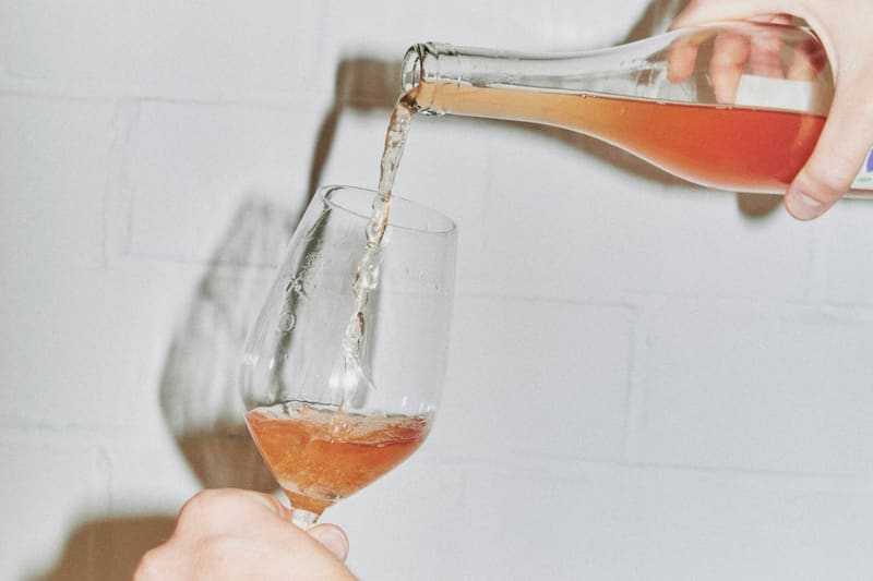 rose wine poured into a glass