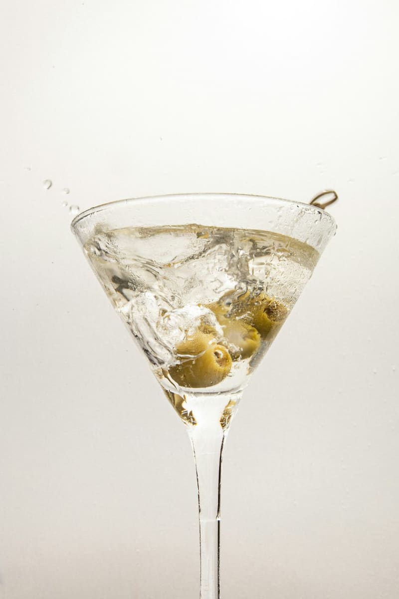 a martini with olives