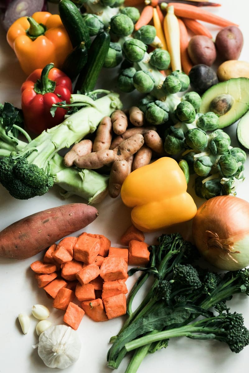 an array of raw vegetables