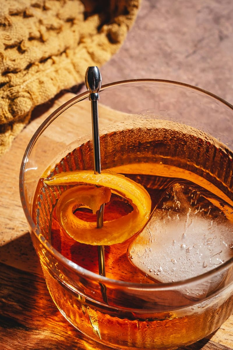 an old fashioned with orange peel