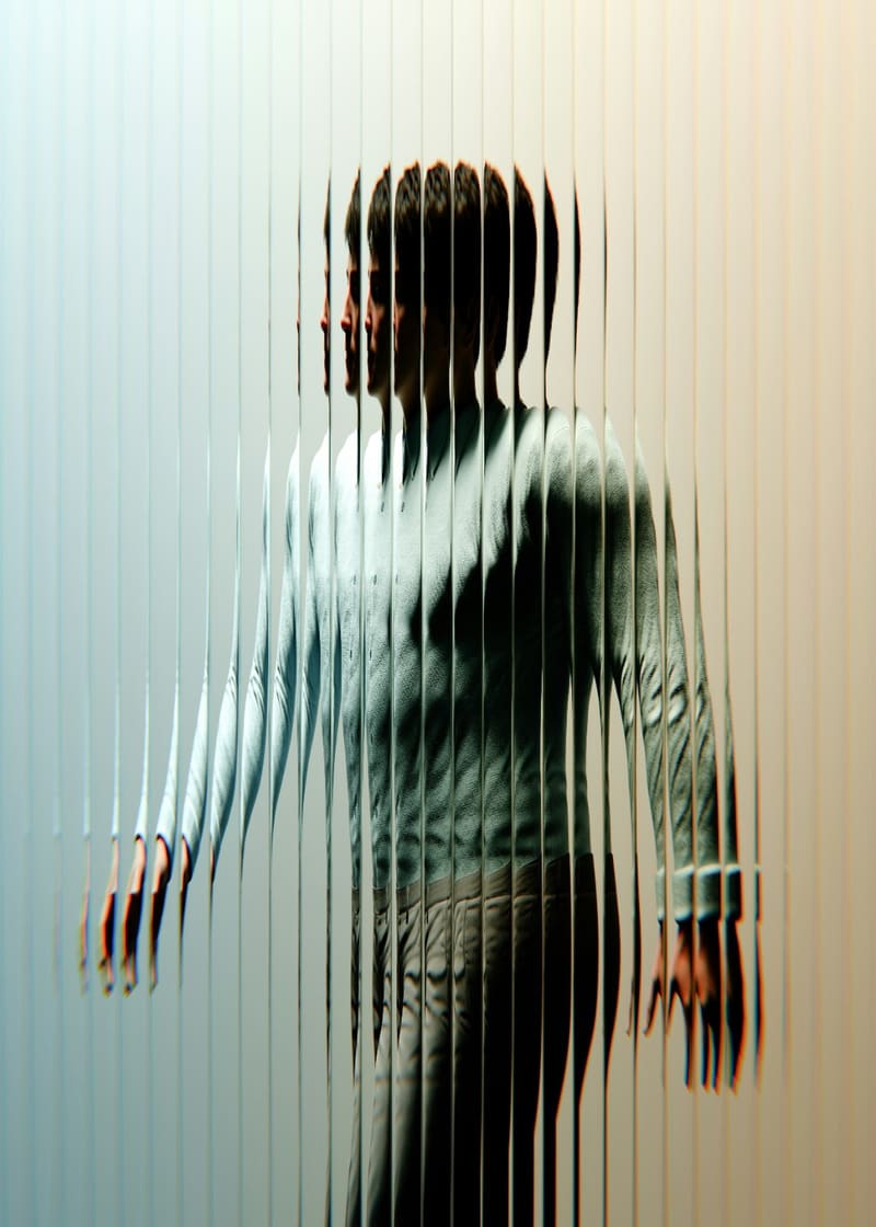 a person behind a rippled glass wall