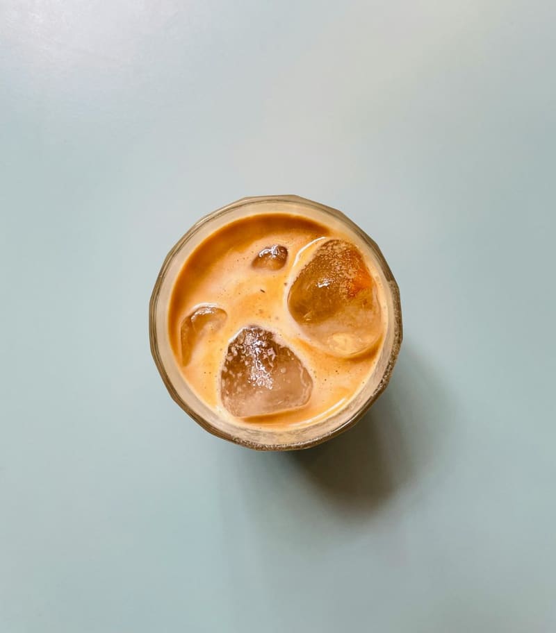 an iced coffee seen from above