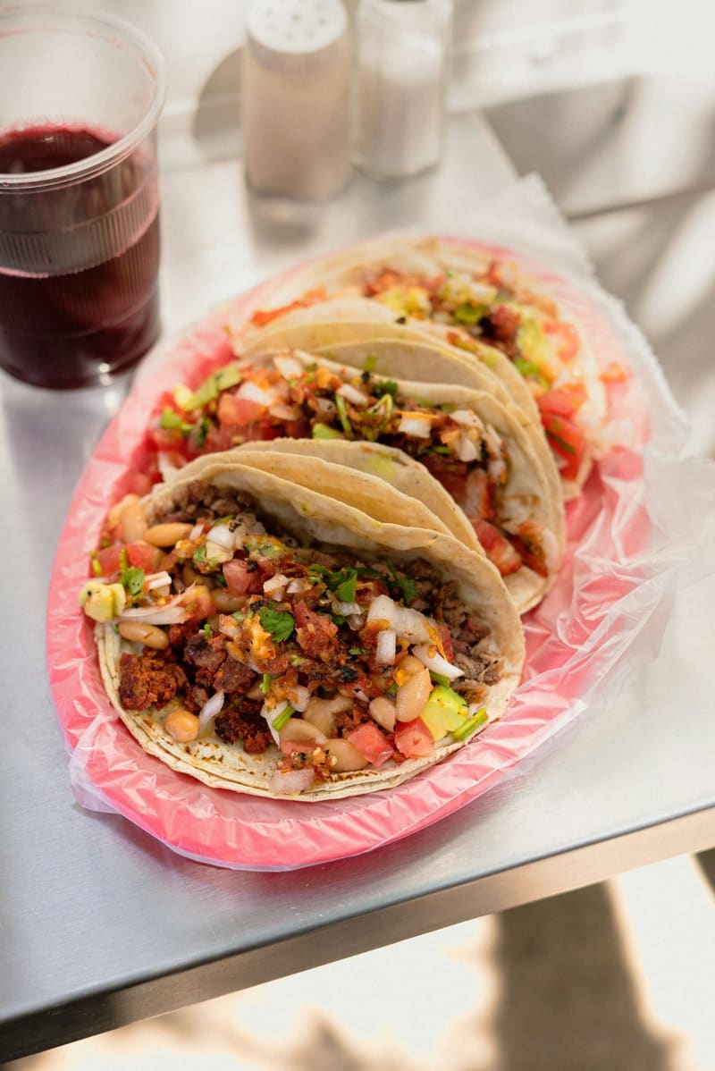 street tacos in a paper basket