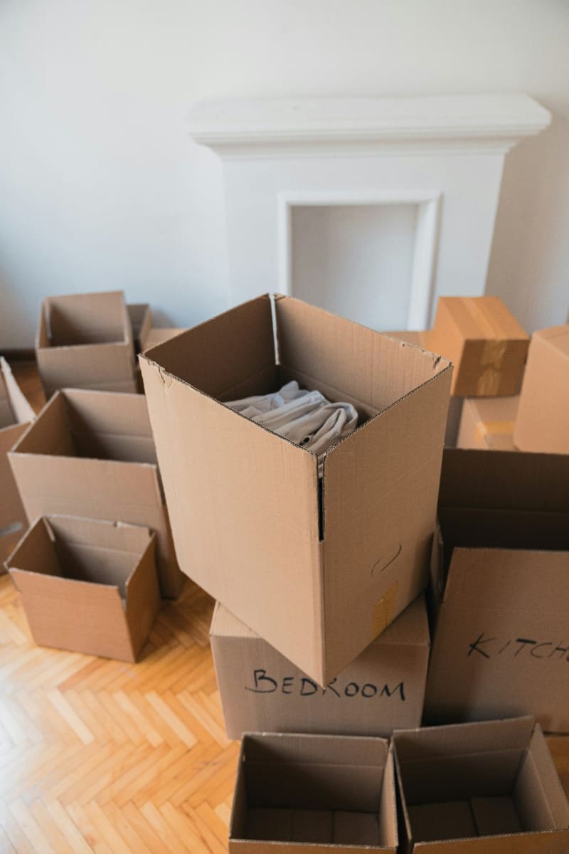 open cardboard moving boxes