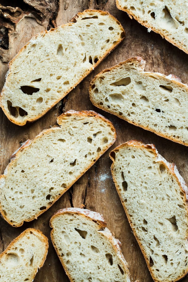 slices of sourdough on wood