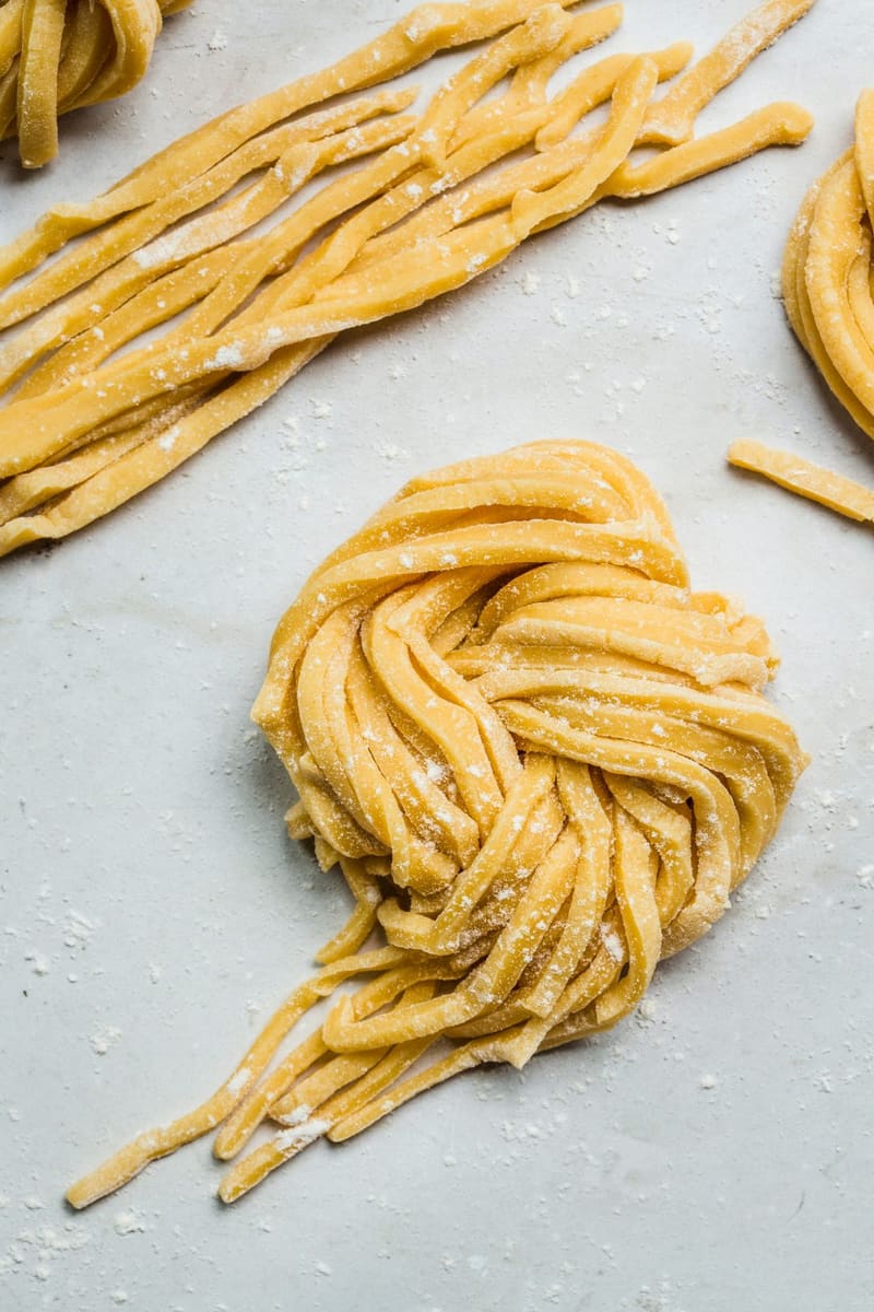 nests of fresh tagliatelle