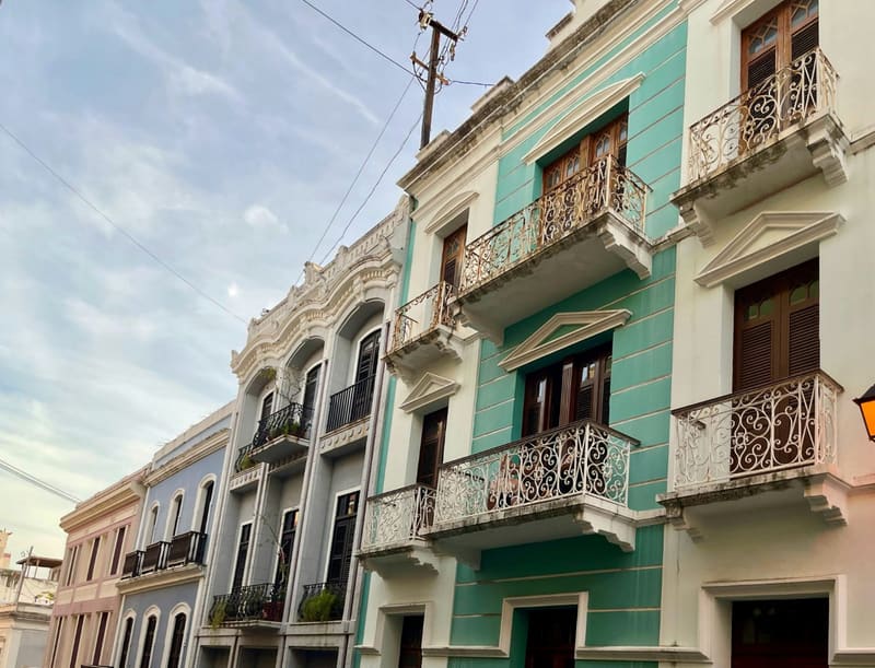 colonial balconies on a colour street