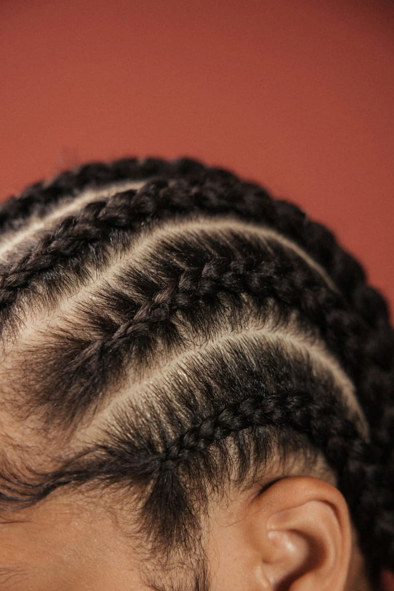 cornrow braids on a scalp