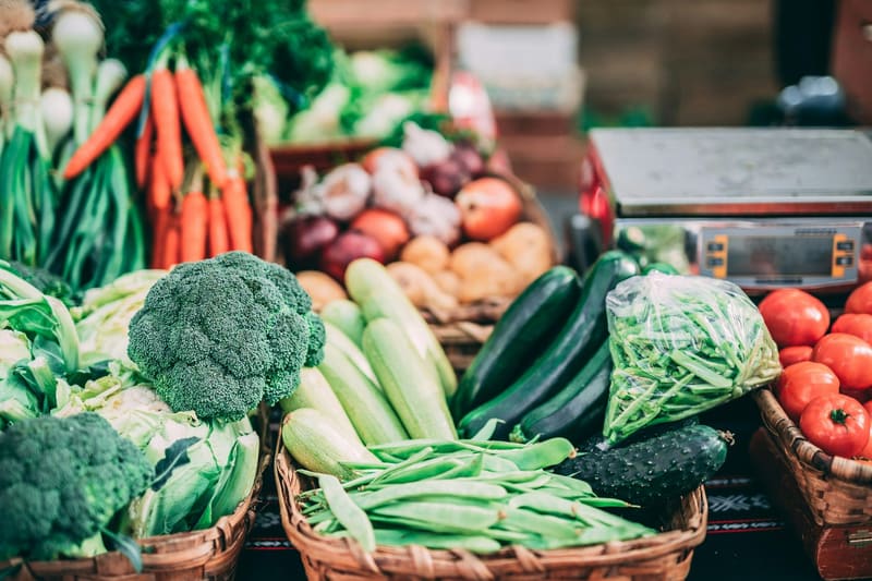 a greengrocer's vegetable display