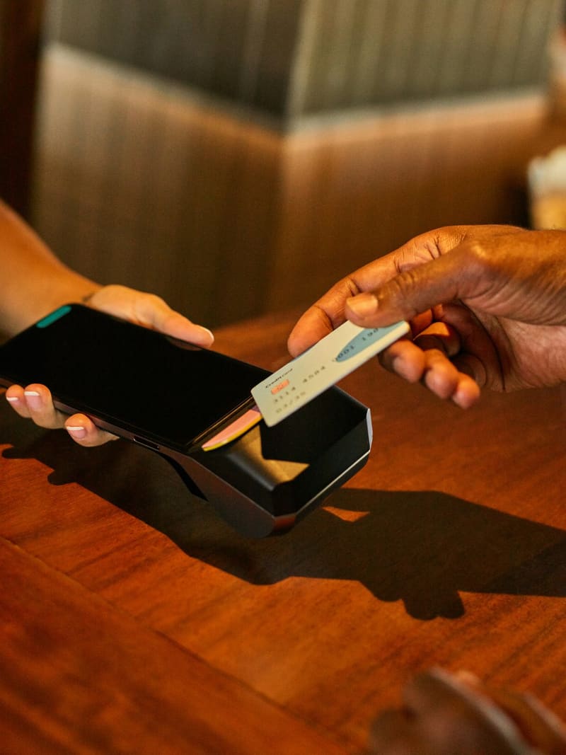 paying by card at a counter