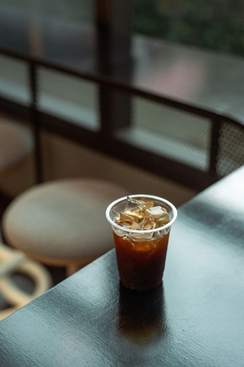 an iced coffee in a plastic cup
