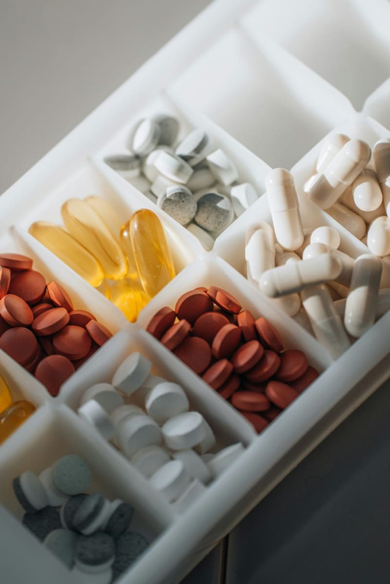 a tray of assorted tablets