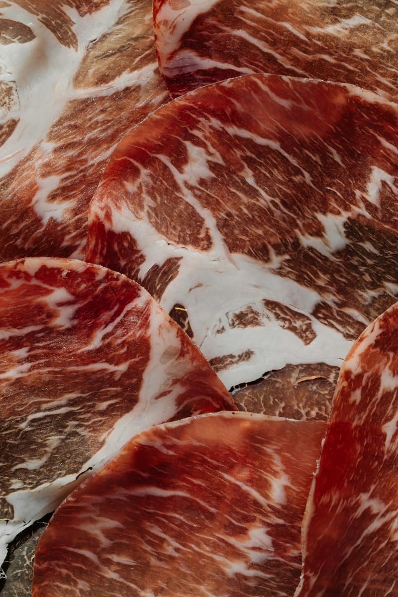 slices of cured ham